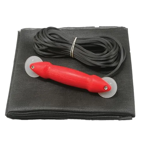 Make-2-Fit P 7515 Tür-Reparatur-Set mit Rollwerkzeug, Ersatz für Fenster oder Terrassentüren, 91,4 x 213,4 cm, anthrazitfarbenes Fiberglas-Sichttuch und schwarze Spline