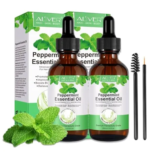 ALIVER Haaröl mit Pfefferminzöl – 100% Natürliches Pflegeöl - Vegan und bio, ideal zur Haar- und Hautpflege. Fördert die Durchblutung und sorgt für Geschmeidigkeit. Perfekt für eine entspannende Massage und zur Unterstützung der Hautpflege.