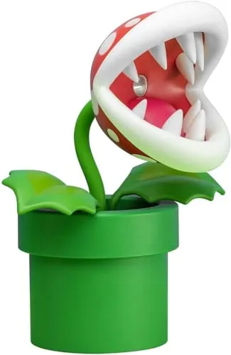 Super Mario Bros Piranha-Pflanze Lampe - Kinderlampe mit beweglichem Kopf, perfektes Geschenk für Nintendo-Fans, umweltfreundliches Abbauplastik, 33 cm hoch und USB-betrieben.