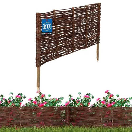 KOTARBAU® Beeteinfassung 60 x 30 cm, Weidezaun, Beetumrandung aus Weide