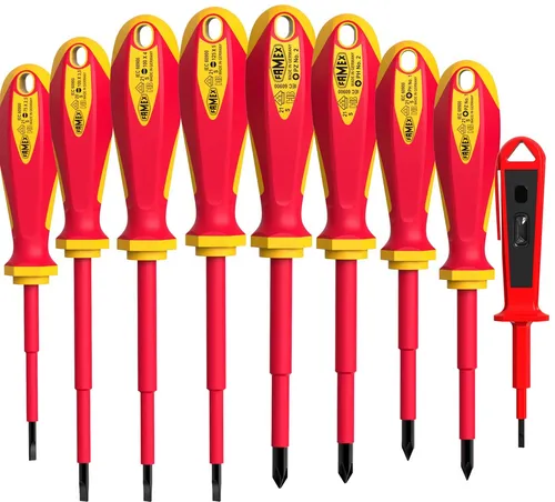 FAMEX 7737-9 Schraubendreher Set 9-teilig - VDE geprüftes Profi Schraubendreher Set mit isolierten Griffen für höchste Sicherheit bis 1000 V. Ideal für Elektriker und anspruchsvolle Anwendungen.