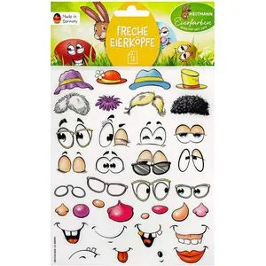 Heitmann-Eierfarben Sticker Freche Eierköpfe, Lustige Gesichter für Ostereier, 36 Aufkleber, 36 Stück