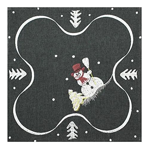 Haus und Deko Tischset Weihnachten 35 x 35 cm Leinenoptik Schneemann Motiv Bestickt Advent Deko Platzset Waschbar Untersetzer Tischsets Weihnachtstischdecken Geschenke