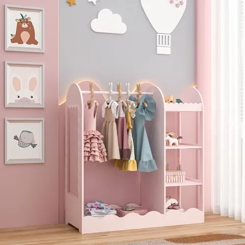 [en.casa] Kindergarderobe stehend Vestnes mit Spiegel in pink von en.casa