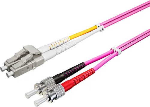 Duplex Patchkabel LC/ST 50/125µ, OM4 violett, 1,0m