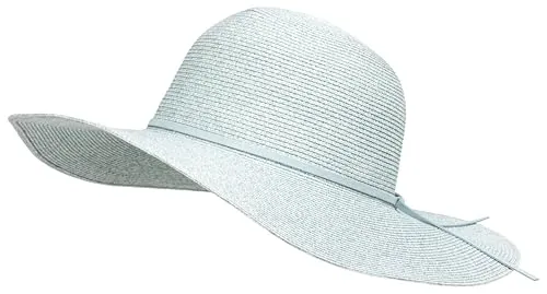 Caspar HT023 eleganter großer Damen Sommerhut Sonnenhut mit breiter Krempe und schmalem Schleifenband, Farbe:hellblau, Accessoires:One Size