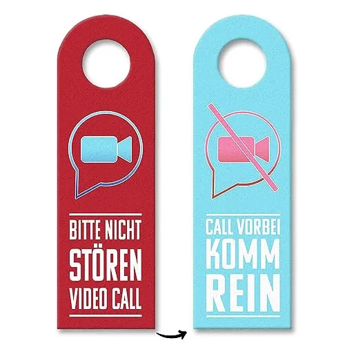 Bitte nicht stören oder komm rein Türhänger 10er Set - Wand- & Türschilder für unterbrechungsfreie Video Calls, ideal für Homeoffice und Meetingräume, mit hochwertigem Druck und robustem Filzmaterial.