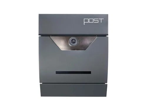 BIRENDY Wandbriefkasten 978-25 mit Zeitungsrohr - Eleganter Wandbriefkasten aus Stahl in Anthrazit, ausgestattet mit großem Einwurfschlitz und integriertem Zeitungsfach. Ideal für Einfamilienhäuser und Wohnungen.