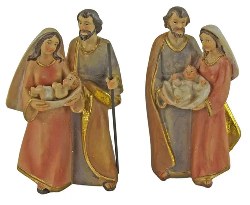 Krippenfiguren Heilige Familie, 2er Set, ca. 12 cm - Erwachsene, Anlass: Weihnachten. Handbemalte Figuren aus Polystone, modern und charmant. Ideal für festliche Dekoration und Krippenspiele.