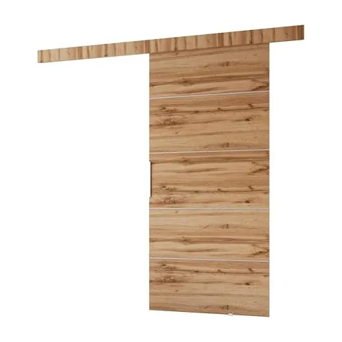 MINIO go for it - Schiebetür Komplettset CLEAN B, Schiebetüren, Wandmontage, Schiebetürsystem, Zimmertüren (Wotan Eiche, 86x205 cm)