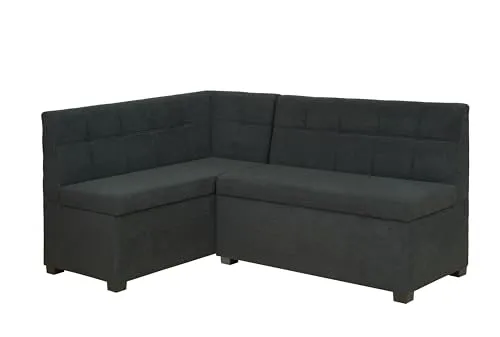Rodnik Eckbank Komo, Sitzbank in Schwarz, Stauraum, Truhenbank 167x121 cm, bequem und modern (kurzer Schenkel Links)