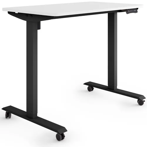 ESMART Germany ETX-121BW Ergonomischer Steh-Sitz-Schreibtisch - Ergonomischer Steh-Sitz-Schreibtisch auf Rollen, elektrisch höhenverstellbar von 78,5 bis 128,5 cm, mit 3x Memory-Funktion und Aktivitätserinnerung für mehr Bewegungsfreiheit und Gesundheit am Arbeitsplatz.