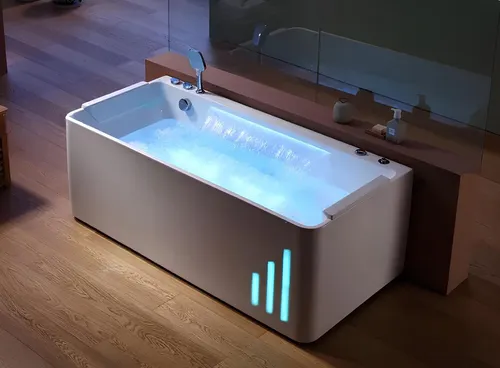 Badewanne Whirlpool Blubberbad 170x80 cm – Entspannung pur - Freistehende Whirlwanne mit 38 Düsen für ein entspannendes Spa-Erlebnis zu Hause. Modernes Design und hochwertige Acryl-Oberfläche. Ideal für 2 Personen und mit 2 Jahren Herstellergarantie.