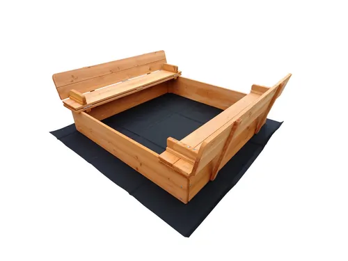 Sandkasten WOODLI mit Deckel und integrierten Sitzbänken