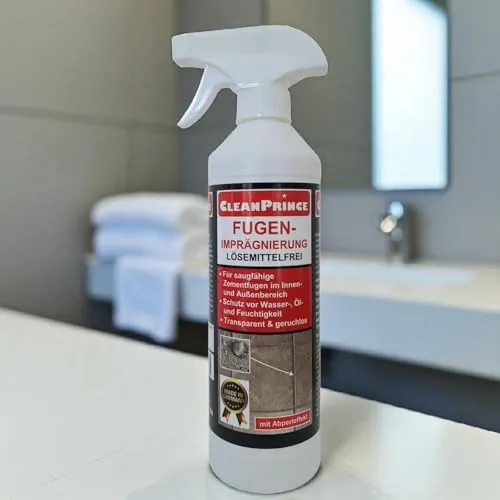 CleanPrince 0,5 Liter Fugenimprägnierung | Imprägnierung für Fugen in Fliesen Platten Innen- und Außenbereich auf Zementfugen Schnellfugen Flex- und Natursteinfugen Fleckstopp