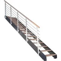 Treppe Kos 13 Stufen Buche Geölt 107 cm Design-Geländer Anthrazit FSC®
