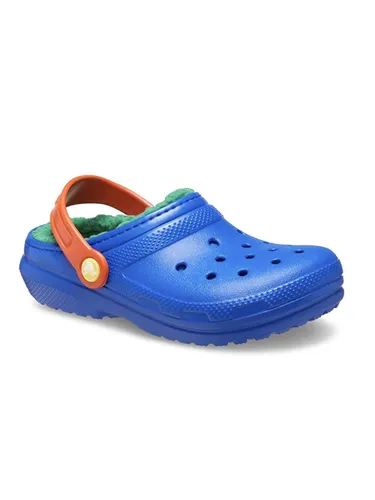 Crocs Kid's Classic Lined Clog - Hüttenschuhe für Kinder in Blau - Robuste Kinder-Pantoletten, ideal für Freizeitaktivitäten - bequem und warm gefüttert für optimalen Tragekomfort.