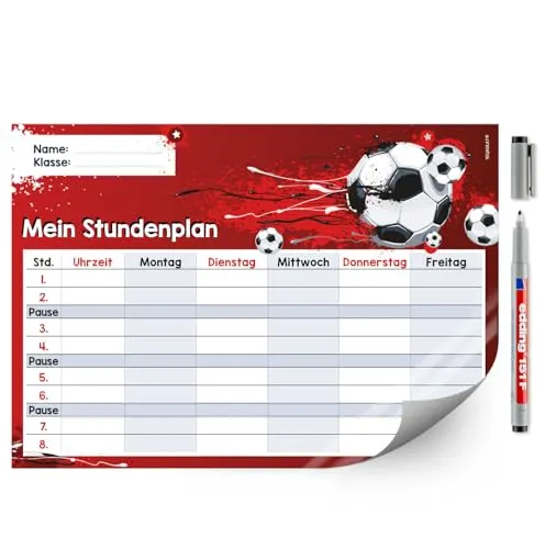 younikat Stundenplan Fußball DIN A4 rot - dv644