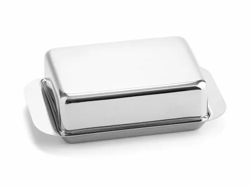 Edelstahl Butterdose – Elegante Butterglocke für den Kühlschrank - Hochwertige Butterdose aus rostfreiem Edelstahl, spülmaschinenfest und ideal zur Aufbewahrung von Butter. Maße: 15x9,5x4,8 cm.