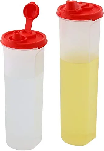 SIGNORA WARE auslaufsichere Essig & Öl Ausgießer für unterwegs - 2er Menagen Set mit Deckel zum Mitnehmen - Perfekt für Reisen, Camping und To-Go - Verschließbar, spülmaschinenfest