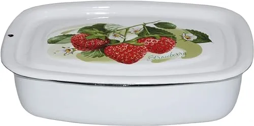 rukauf Emaille Dose Schüssel Behälter Oval mit Deckel 1 Liter emailliert für Sülze Holodez Cholodez Aspik Холодец