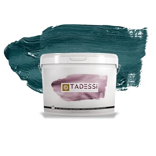 Tadessi Wandfarbe Grün Color Vista Petrol 2.5 l - Hochwertige Dispersionsfarbe in Petrol für ein modernes, mattes Finish. Hohe Deckkraft und spritzarm, ideal für verschiedene Untergründe. Pflegeleicht und scheuerbeständig, perfekt für anspruchsvolle Räume.