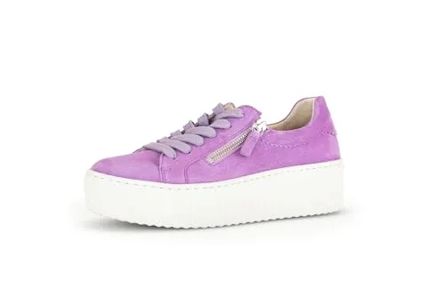 Gabor Damen Low-Top Sneaker - Bequeme Schnürschuhe mit Wechselfußbett - Damen-Sneaker mit herausragendem Best Fitting für optimalen Tragekomfort, ideal für Freizeit und Alltag. Stylische Plateausohle in lila Light (Creme) für einen modernen Look.