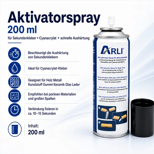 Produktbild Aktivator Sekundenkleber 200ml Cyanacrylat Kleber Aktivatorspray Beschleuniger