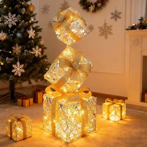CCLIFE LED Geschenkbox 3er – Festliche Weihnachtsdeko - Weihnachtsbeleuchtung mit patentiertem Design und 8 Lichtmodi für stimmungsvolle Atmosphäre. Ideal für Innenräume – perfekt unter dem Baum oder als Fensterdekoration!