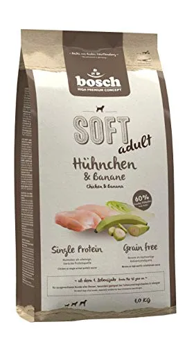 bosch HPC SOFT Hühnchen & Banane | halbfeuchtes Hundefutter für ausgewachsene Hunde aller Rassen | Single Protein | grain-free | 1 x 1 kg