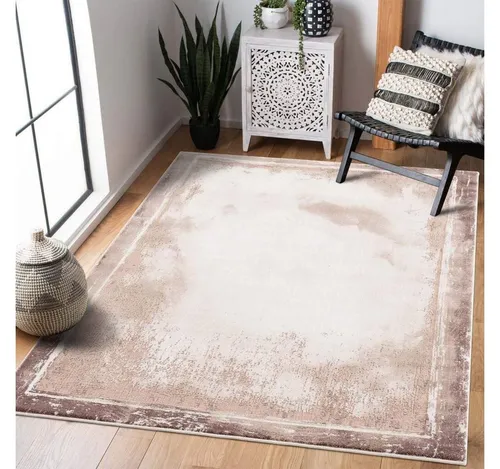 Carpet City Teppich Noa 9330 - Moderner Kurzflor Teppich - Teppich in beige, rechteckig, 80 cm x 300 cm, mit weichem, pflegeleichtem Flor und strapazierfähiger Oberfläche – ideal für Ihr Wohnzimmer.