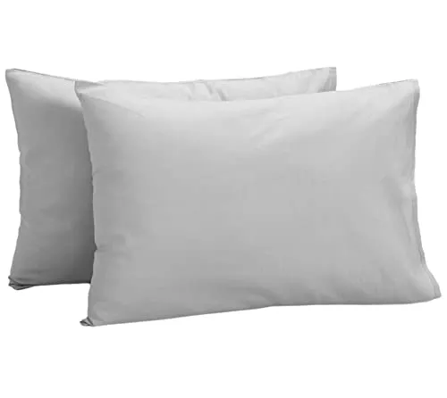 Kopfkissenbezug 40x60 Kinder - 2er Pack 100% Baumwolle Kissenbezug mit Umschlagverschluss - Baby Kleinkind kopfkissen bezüge für Kinderwagen, Kinderbettwäsche, Deko Kinderzimmer, Geschenke, Grau