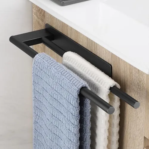OETAMS Handtuchhalter ohne Bohren - Schwarz Matt, 39CM - Handtuchhalter & -stangen aus rostfreiem SUS-304 Edelstahl, selbstklebend und einfach zu installieren. Ideal für Bad und Küche, spart Platz und hält Ordnung.