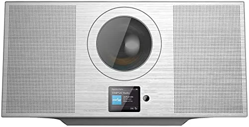 VR-Radio Hifianlage: Stereoanlage, Alu, Internet-Radio/CD/DAB+/Bluetooth, 60W, DSP, silbern (DAB Radio mit CD Player, WLAN Radio Internetradio, Lautsprecher)