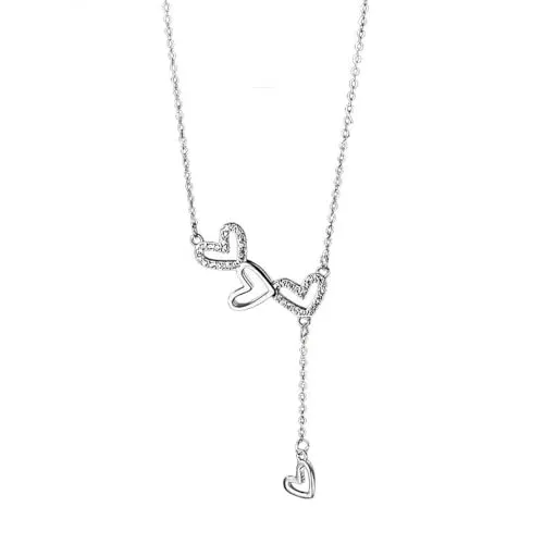 Karma NH11043295 Halskette Damen Herzen Silber 925 - Elegante Damenkette aus 925er Silber mit funkelnden Kristallen, verstellbar von 40 cm bis 45 cm. Perfekt für besondere Anlässe und verleiht jedem Outfit strahlende Eleganz.