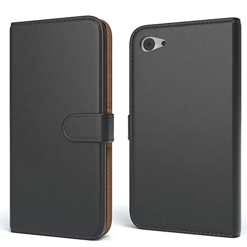 EAZY CASE Tasche für Sony Xperia Z5 Compact Schutzhülle mit Standfunktion Klapphülle im Bookstyle, Handytasche Handyhülle Flip Cover mit Magnetverschluss und Kartenfach, Kunstleder, Schwarz