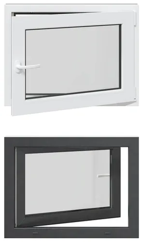 vidaXL Kellerfenster RISOR Anthrazit 80 x 50 cm - Modernes Untergeschossfenster aus PVC und Glas mit praktischem Kipp- und Drehmechanismus. Bringt Licht ins Untergeschoss und wertet den Raum stilvoll auf. Pflegeleicht und ideal für verschiedene Untergrundlayouts.