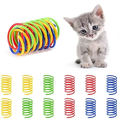Fayemint 40 Stücke Katze Frühling Spielzeug, Kunststoff Spiralfedern, Neuheit Haustiere Spielzeug, Buntes kreatives Kunststoff Spiralfedern Spirale für Katzenbisse,Jagd, Spiel mit dem Besitzer