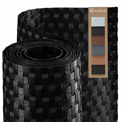 KADAX Sichtschutzmatte für Balkon und Terrasse, PE-Rattan, wetterfest, Schwarz (1x1m)