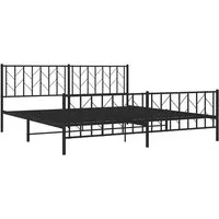 Bettgestell Metall Schwarz 193x203 cm mit Kopf- und Fußteil - Stabiles Bettgestell aus pulverbeschichtetem Stahl, mit praktischem Kopf- und Fußteil für optimalen Halt und zusätzlichen Stauraum unter dem Bett. Ideal für ein elegantes Schlafzimmer!
