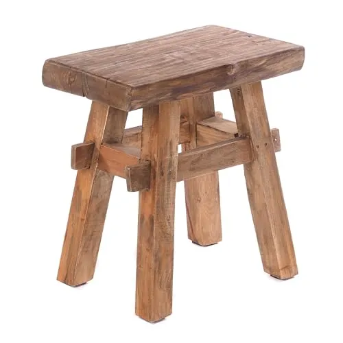 DESIGN DELIGHTS RUSTIKALER Holz HOCKER Vintage 40
