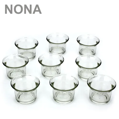 Set neun NONA Teelicht-Gläser 4,5 cm - KLAR - Teelichthalter Kerzen-Gläser
