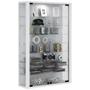 VCM my home Vitrosa Mini Vitrine weiß mit 8 Fachböden - Vitrine für stilvolle Ordnung: 8 Glas-Fachböden, pflegeleichte Melaminharzbeschichtung, freistehendes Design und moderne Optik - ideal für jedes Zuhause.