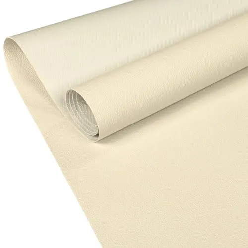 ANRO Kunstleder Lederimitat Lederstoff Polsterstoff Nappaprägung Texturiert Meterware Bezugsstoff Creme 140x140cm