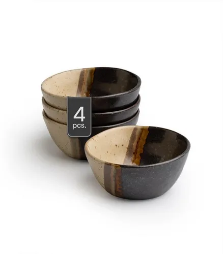 Snackschale Schälchen RACO, Schwarz, Braun, Ø 9 cm, Keramik, (Set, 4-tlg), matt