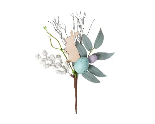 Kunstpflanze Dekozweig mit Ostereiern & Deko-Hase – pastellfarbene Osterdeko, blau, Homescapes, Höhe 24 cm