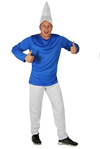 Foxxeo Blauer Zwerg Kostüm mit weißer Mütze für Herren zu Fasching und Karneval Zwergenkostüm Herrenkostüm Größe XXL