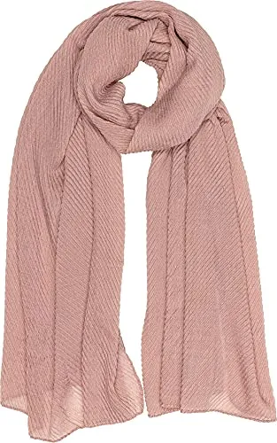 Caspar SC509 Damen Schal mit Streifen Webmuster in Altrosa - Eleganter Damen Schal für Herbst und Winter, aus leichtem, weichem Material und mit hohem Tragekomfort. Größe: ca. 80 x 200 cm, ideal kombinierbar und pflegeleicht.