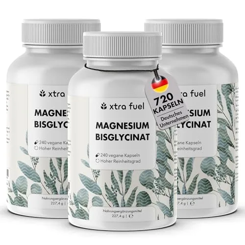 Magnesium Bisglycinat Kapseln - 315 mg elementares Magnesium pro Tagesportion - Optimale Unterstützung für einen aktiven Alltag: Magnesium Bisglycinat in veganer Kapsel-Form, einfach einzunehmen und ideal für deine tägliche Routine. 240 Kapseln für bis zu 80 Tage.