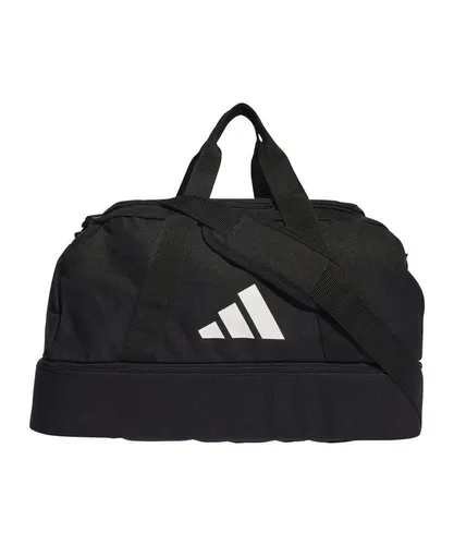 adidas Unisex Tiro League Duffel Bag, Black/White, S - Klassische Sporttaschen mit 30,75 l Volumen, aus 100 % recyceltem Polyester, ideal für Sport und Freizeit, inklusive Hartschalenfach und praktischer Seitentasche.